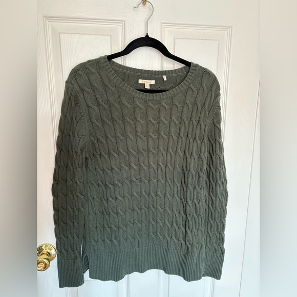 Barbour Lewes Cable Knit Sweater | Olive Green | Size 10 | Classic & Preppy - Picture 1 of 9